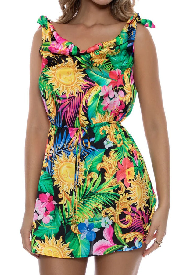 Luli Fama Love By The Sun Cowl Neck Short Dress