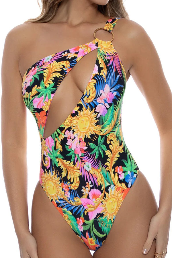 Luli Fama Love By The Sun Asymmetrical Cut Out Ring Bodysuit