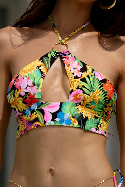 Luli Fama Love By The Sun Ring Halter Peek A Boo Top