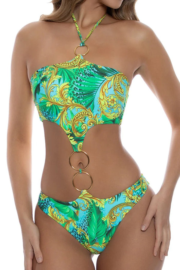 Luli Fama Palm Island Handkerchief Multi Ring Monokini