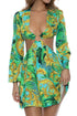 Luli Fama Palm Island Deep V Ring Cut Out Short Dress