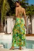 Luli Fama Palm Island Halter Keyhole Cut Out Maxi Dress