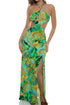 Luli Fama Palm Island Halter Keyhole Cut Out Maxi Dress