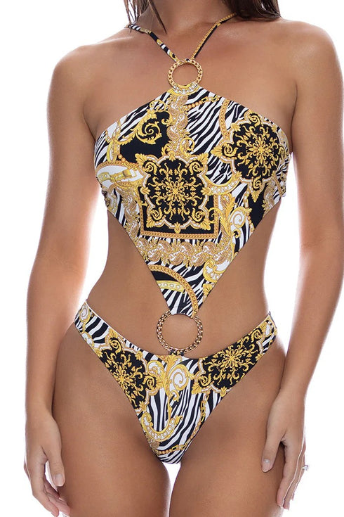 Luli Fama Goddess Vibes Handkerchief Ring Monokini