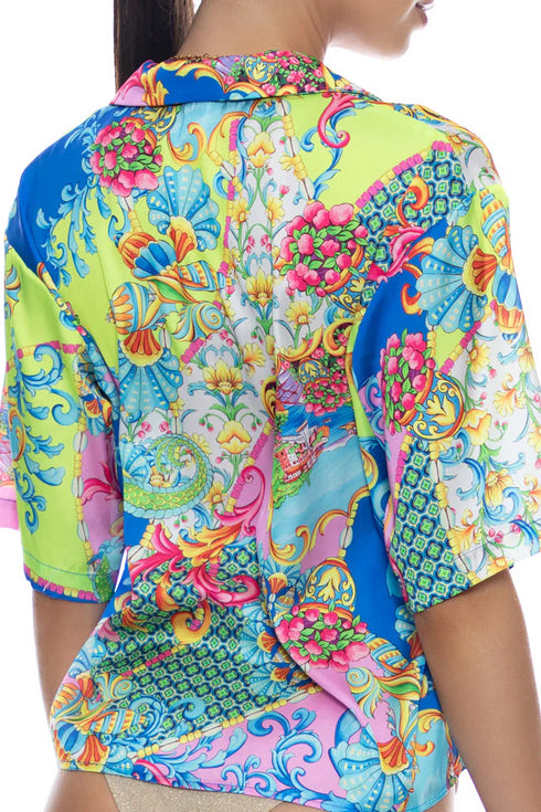 Luli Fama La Costa Short Sleeve Collared Blouse