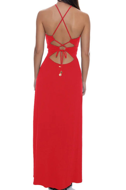 Luli Fama Inner Circle Halter Ring Long Dress
