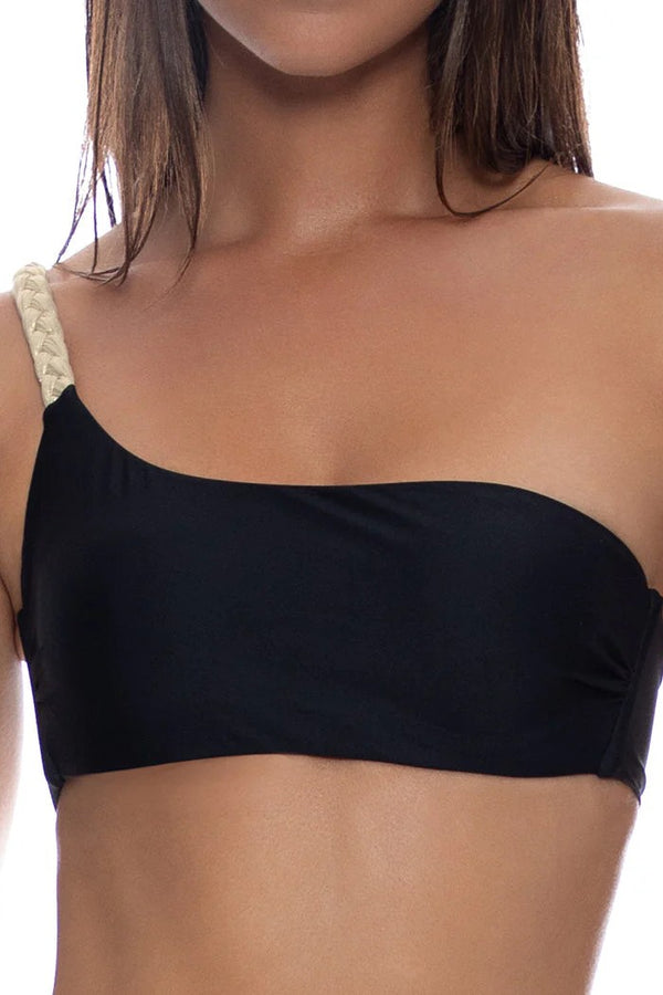 Luli Fama Sail On One Shoulder Braided Laced Back Top