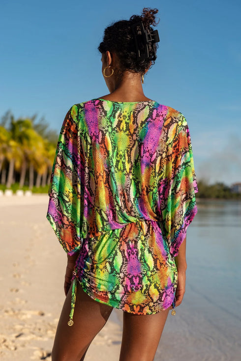 Luli Fama Electric Skin Cabana V Neck Dress