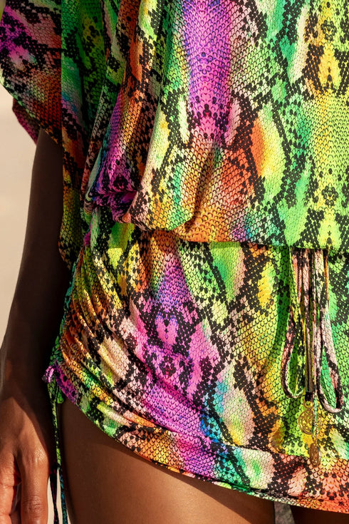 Luli Fama Electric Skin Cabana V Neck Dress