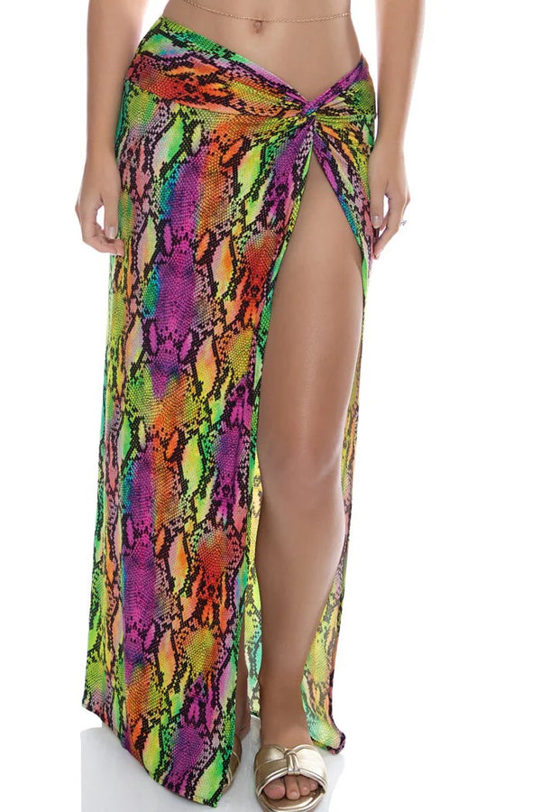 Luli Fama Electric Skin Twist Front Skirt