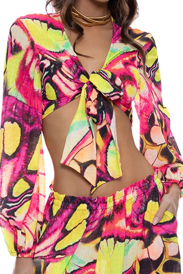 Luli Fama Flutter Multiway Tie Crop