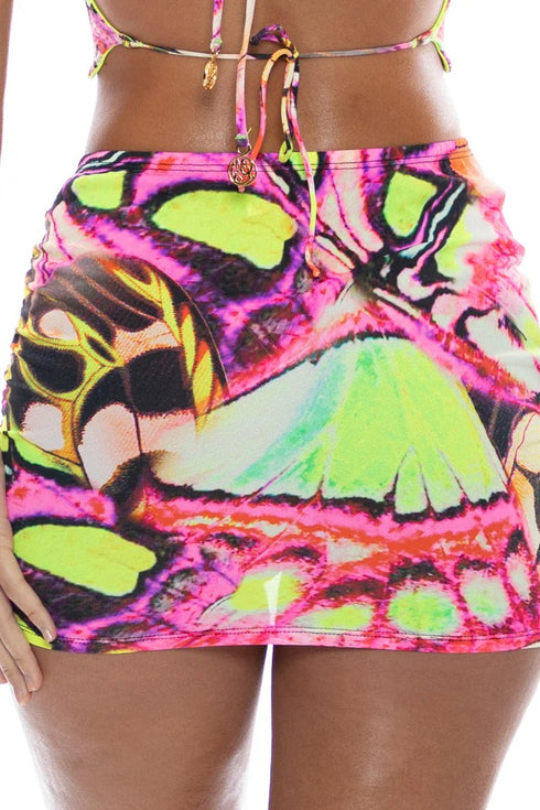 Luli Fama Flutter Scrunch Up Mini Skirt
