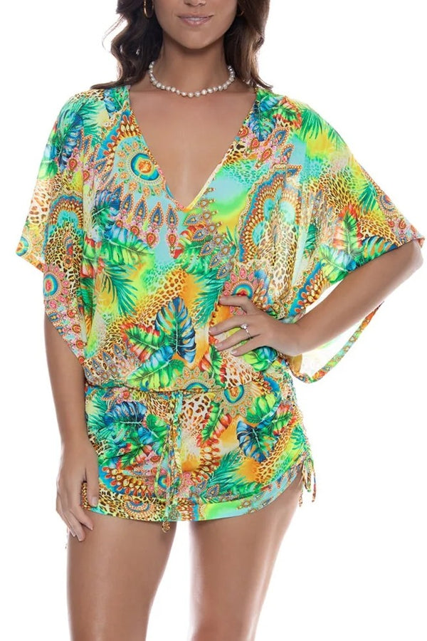 Luli Fama Sun Stones Cabana V Neck Dress