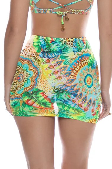 Luli Fama Sun Stones Scrunched Up Mini Skirt