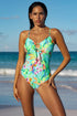 Luli Fama Carribean Fantasy Wavy Drawstring Keyhole One Piece Fuller Coverage