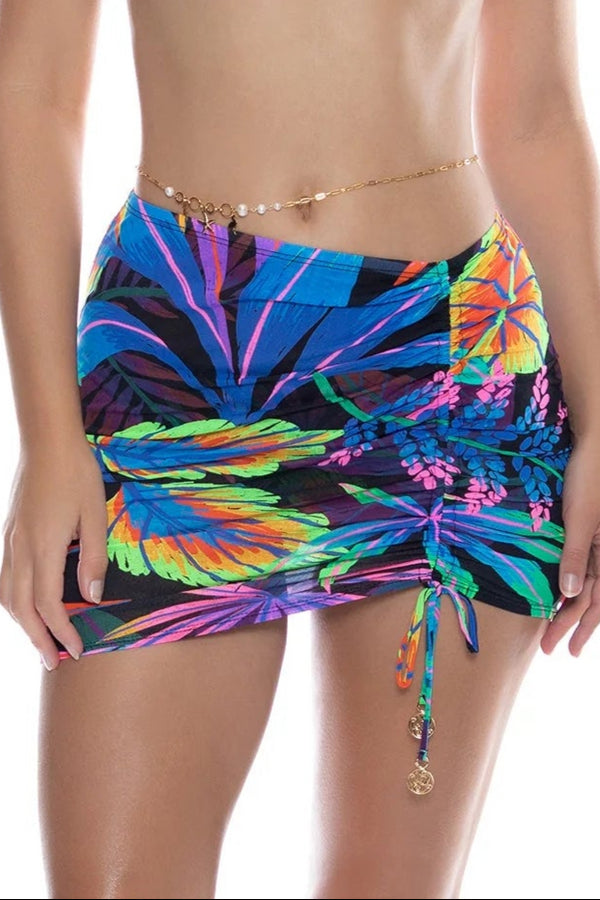 Luli Fama Neon Nights Scrunched Up Mini Skirt