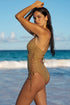 Luli Fama Golden Sunset Square Neck Laced Up One Piece