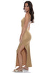 Luli Fama Golden Sunset Drawstring Peek A Boo Maxi Dress
