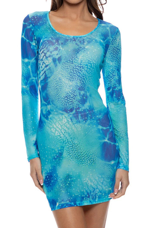 Luli Fama Aqua Dreams Long Sleeve Mini Dress