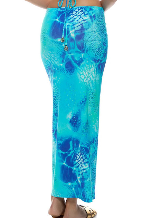 Luli Fama Aqua Dreams Adjustable Shirred Maxi Skirt