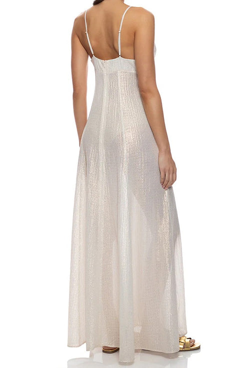 Luli Fama Celestial Tides Bralette Side Slit Maxi Dress