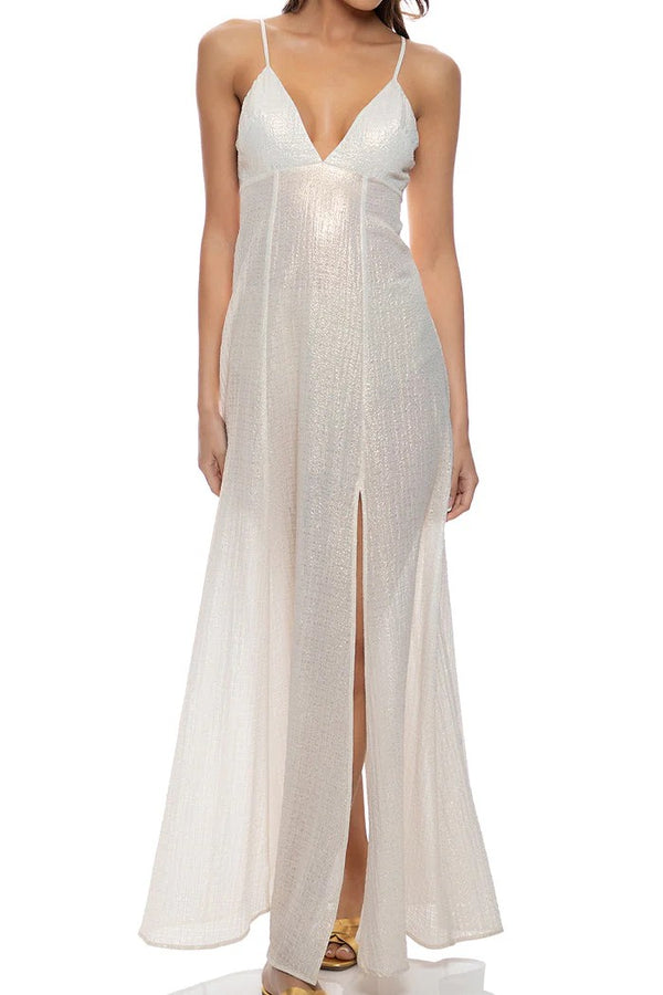 Luli Fama Celestial Tides Bralette Side Slit Maxi Dress