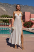 Luli Fama Celestial Tides Bralette Side Slit Maxi Dress