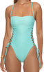 Luli Fama Sunkiss Glow Square Neck Laced Up One Piece