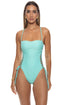 Luli Fama Sunkiss Glow Square Neck Laced Up One Piece
