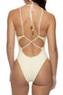 Luli Fama White Sands Luxe Stitch V-neck One Piece Bodysuit