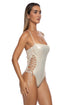 Luli Fama Liquid Voltage Square Neck Laced Up One Piece
