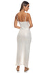 Luli Fama Sunlit Oasis Peek A Boo Ruched Side Slit Maxi Dress