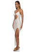 Luli Fama Sunlit Oasis Peek A Boo Ruched Side Slit Maxi Dress
