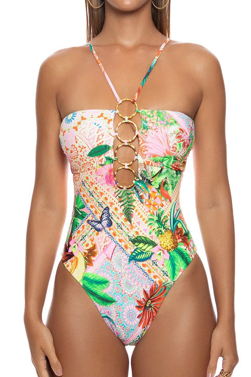 Luli Fama Opulent Eden Halter Ring Halter One Piece