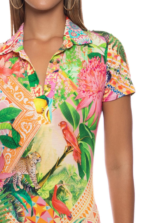 Luli Fama Opulent Eden Short Sleeve Blouse Dress
