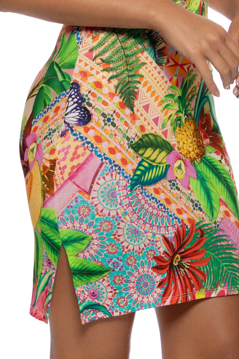 Luli Fama Opulent Eden Short Sleeve Blouse Dress
