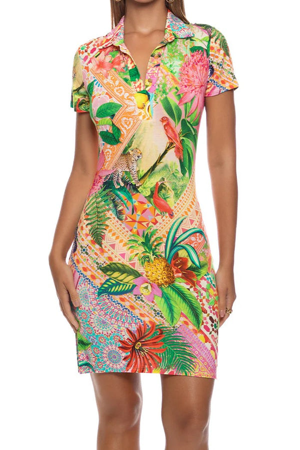 Luli Fama Opulent Eden Short Sleeve Blouse Dress