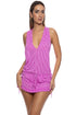 Luli Fama Paradise Check T Back Mini Dress