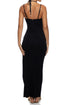 Luli Fama Gilded Butterfly Fitted Side Slit Maxi Dress
