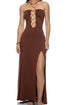 Luli Fama Velvet Shores Halter Ring Long Dress