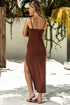 Luli Fama Velvet Shores Fitted Side Slit Maxi Dress