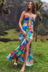 Luli Fama Jungle Reign Halter Ring Long Dress