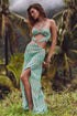 Luli Fama Lucid Waters Double Loop Bandeau Long Dress