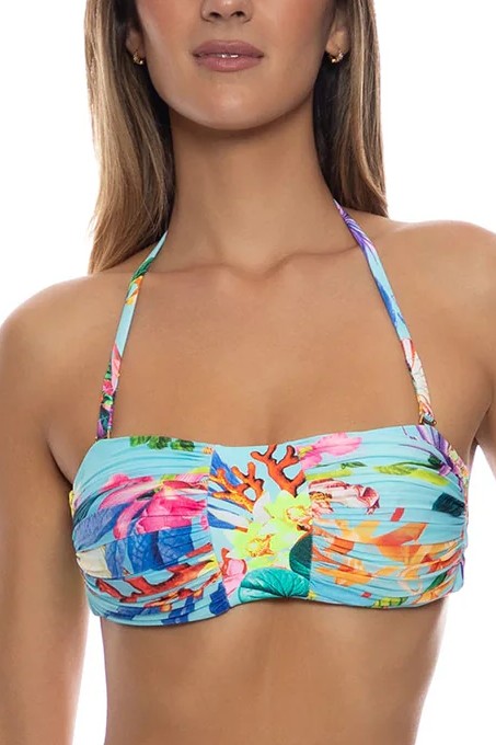 Luli Fama Ocean's Kiss Ruched Bandeau Top