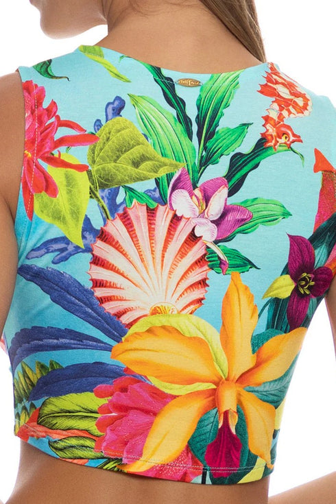 Luli Fama Ocean's Kiss Ruched Tank Top
