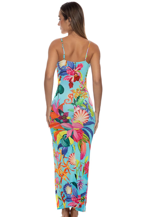 Luli Fama Ocean's Kiss Ruched Front Tank Maxi Dress