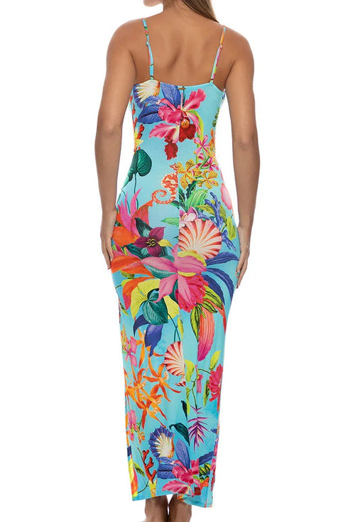 Luli Fama Ocean's Kiss Ruched Front Tank Maxi Dress