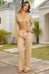Luli Fama Golden Drift Bell Sleeve Crop Top