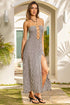 Luli Fama Optic Motion Halter Ring Long Dress