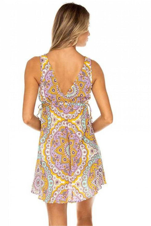 Luli Fama Alhambra Crystallized V Neck Short Dress